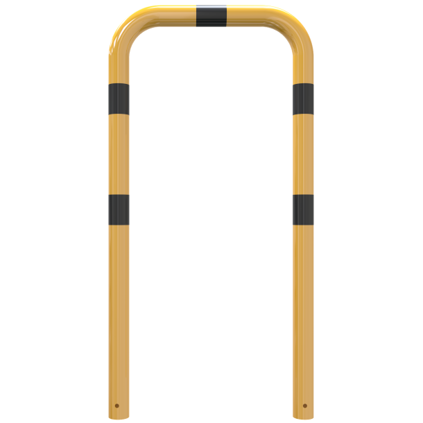 Anti-nudge hoop | steel tube  76 mm | yellow / black | total width: 750 mm | height above ground: 1500 mm | for casting in concrete